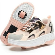 Cyiecw Roller Skate Shoes for Kids Boys Girls Rechargeable Wheels Sneakers Fashion Roller Wheeled